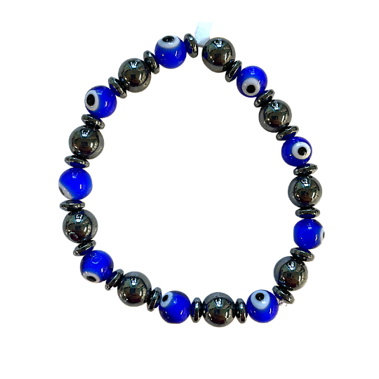 Evil Eye Protection Bracelet Hematite and Cobalt image 0