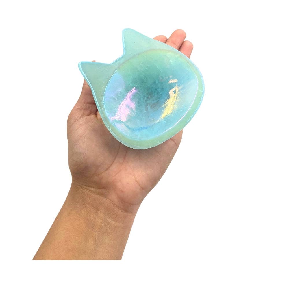 Aura Rainbow Quartz Cat Trinket Dish