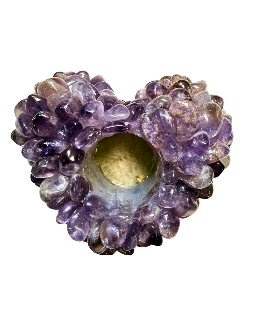 Heart-Shaped Amethyst Cluster Tealight Holder image 0