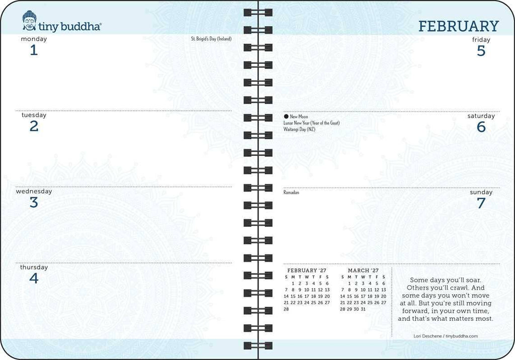 2027 Tiny Buddha Monthly-Weekly Planner Calendar