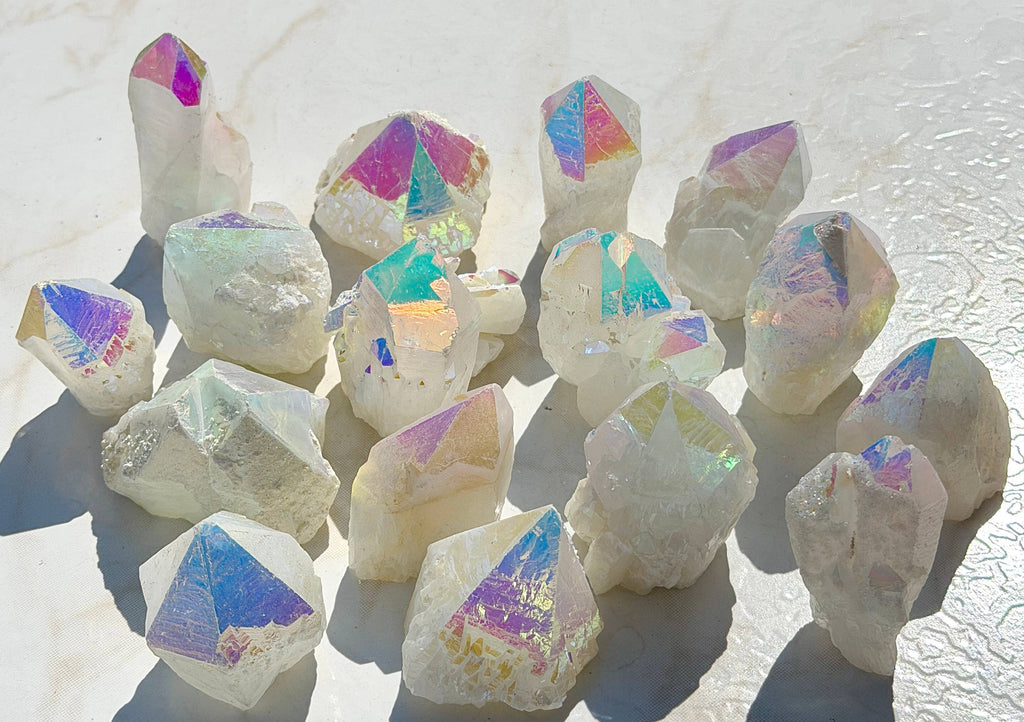 Angel Aura Rough Candle Quartz Crystal Point