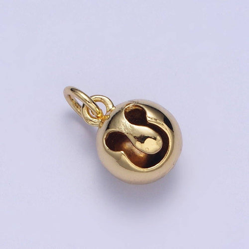 14K Gold Filled Jingle Bell White Evil Eye Charm