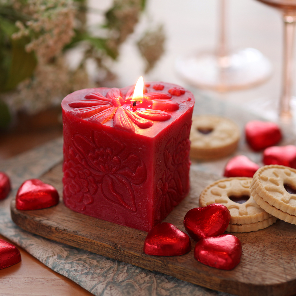 Heart Pillar Candle – 100% Pure Beeswax
