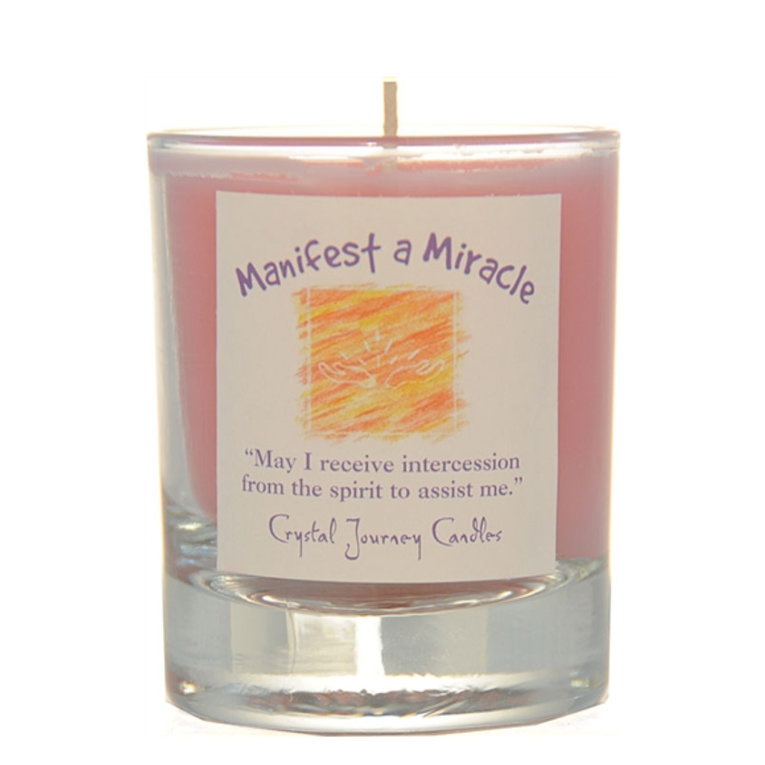 Manifest a Miracle Crystal Journey Glass Filled Votive Soy Candle image 0