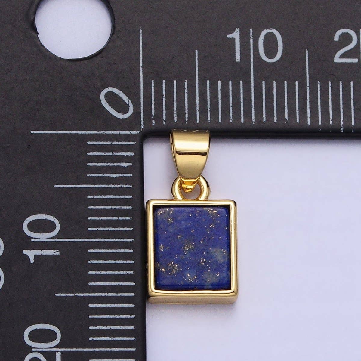Lapis Lazuli Natural Rectangular Pendant 24kt Gold-filled