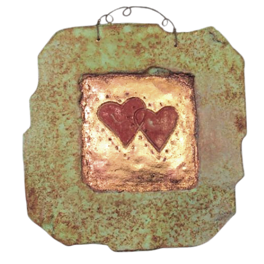 Double Heart Cold Bronze Wall Plaque image 0