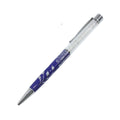 Pen - Lotus Flower Silver on Blue with Clear Quartz Chips