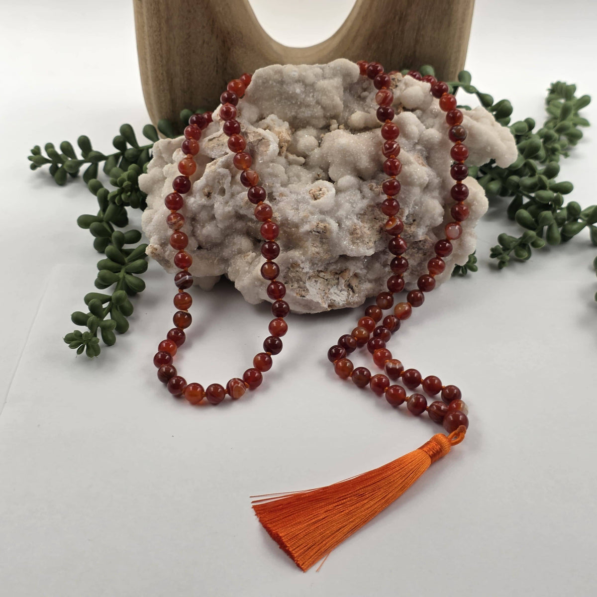 Carnelian Mala Beads 8mm Knotted