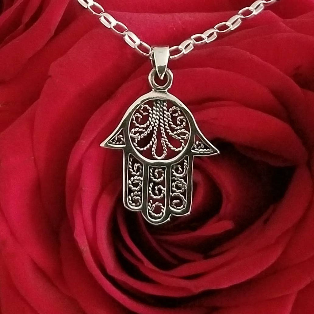 Hamsa Wide Filigree Pendant