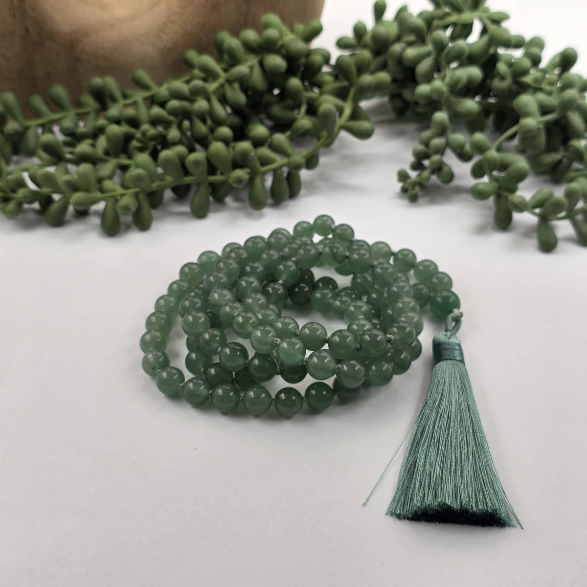 Green Aventurine Mala Beads 8mm knotted
