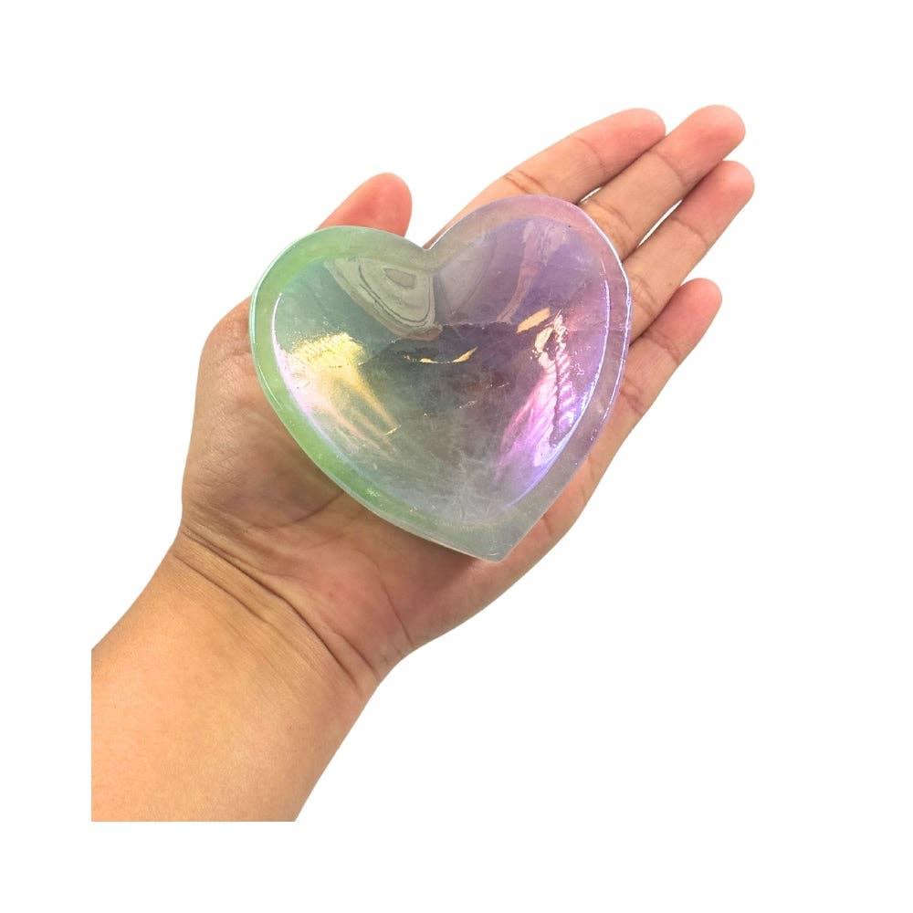 Aura Rainbow Quartz Heart-Shaped Trinket Dis