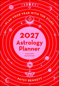 2027 Astrology Planner cover with celestial design on red background