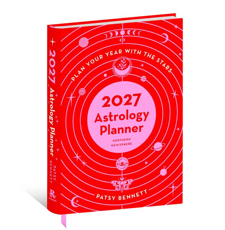 2027 Astrology Planner book with red cover and celestial design