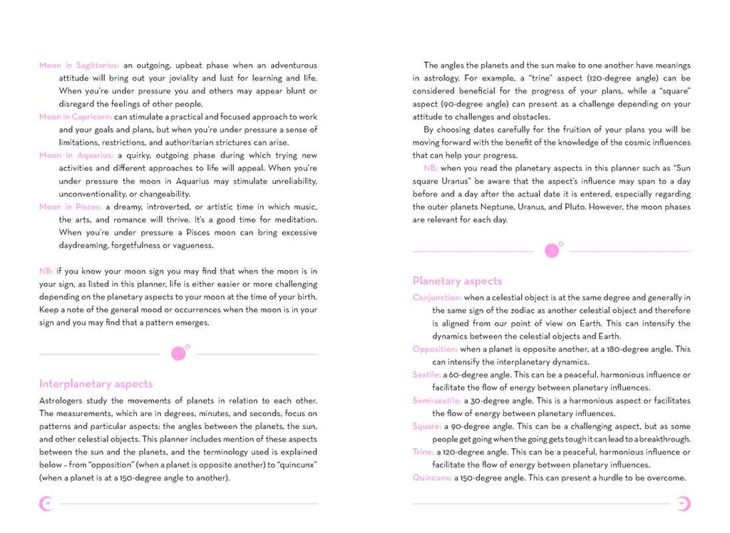 Text document with astrological information on a white background