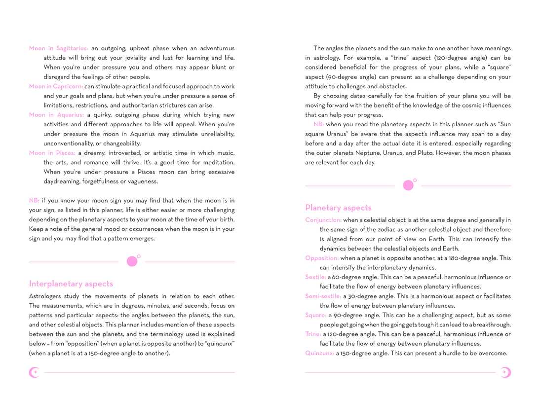 Text document with astrological information on a white background