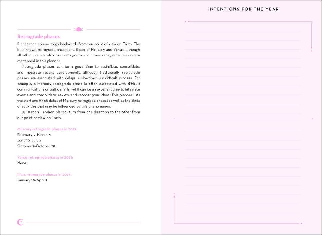 Text document on a pink background with planetary information