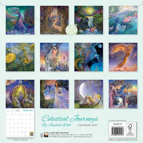 Calendar cover featuring artwork titled 'Celestial Journeys' by Josephine Wall with various celestial scenes.