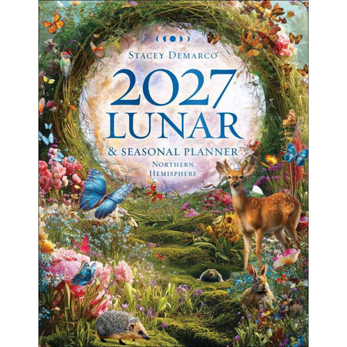 2027 Lunar & Seasonal Planner cover with nature-themed design, deer, flowers, and butterflies.