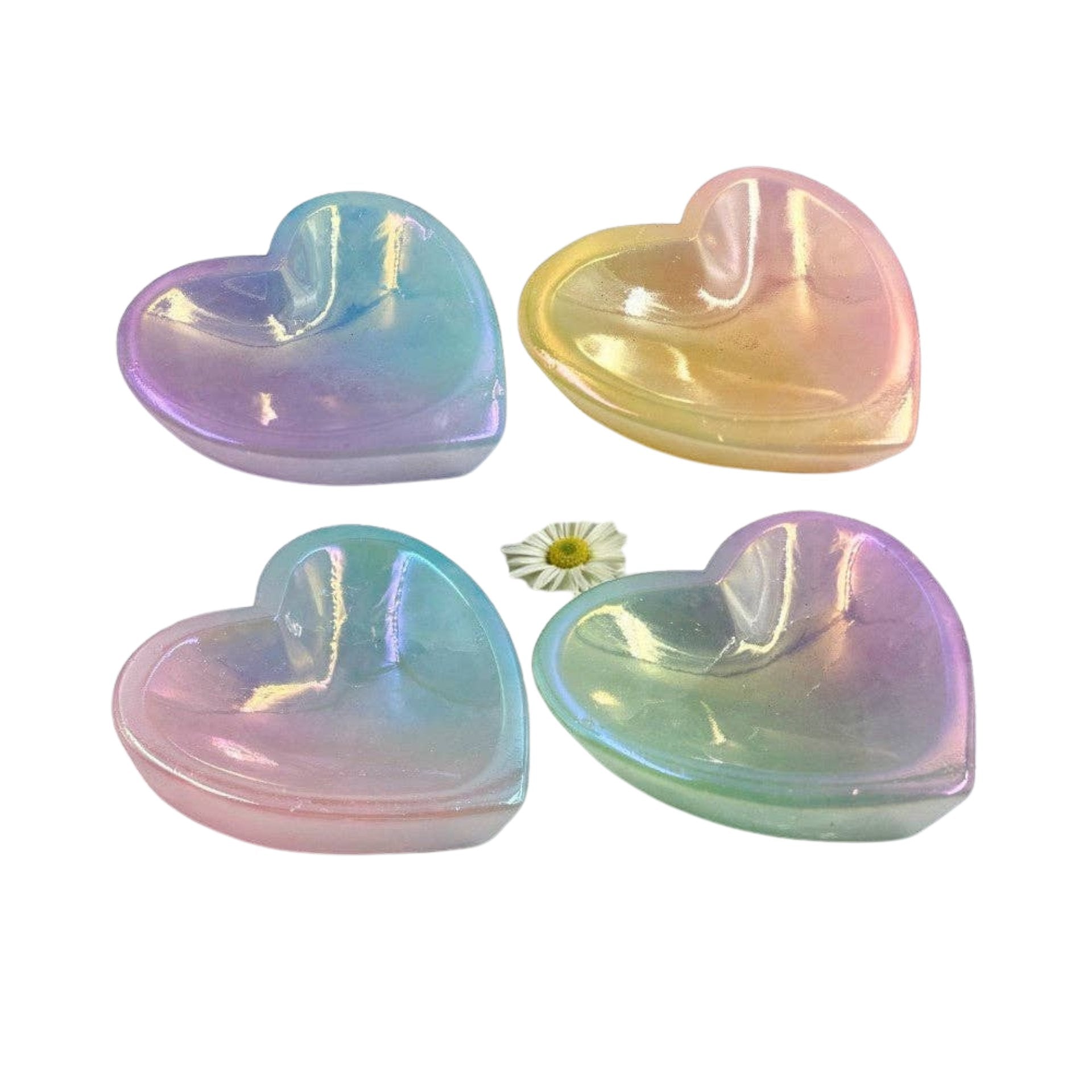 Aura Rainbow Quartz Heart-Shaped Trinket Dis