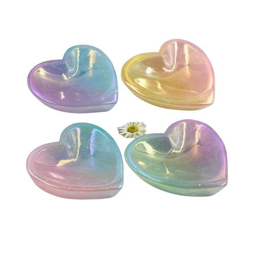 Aura Rainbow Quartz Heart-Shaped Trinket Dis