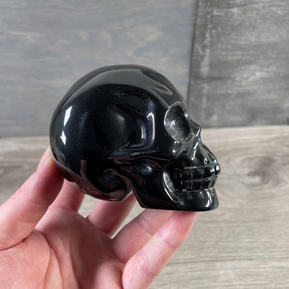 Large Black Obsidian Crystal Skull