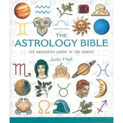 Book cover of 'The Astrology Bible' with astrological symbols and zodiac signs.