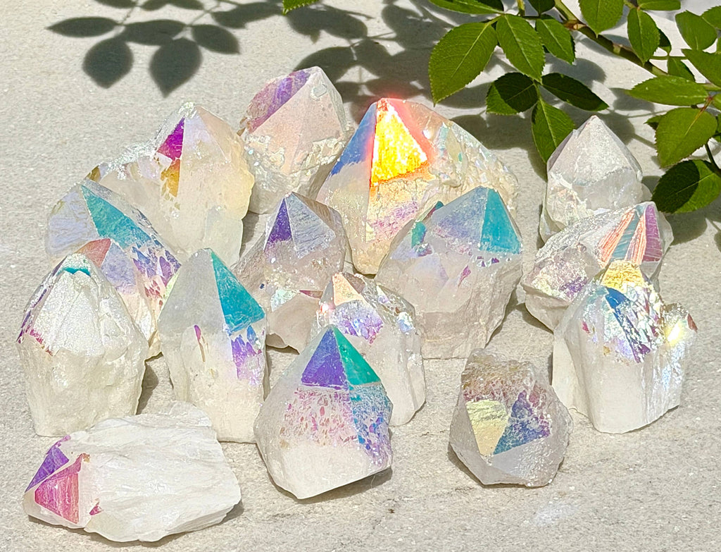 Angel Aura Rough Candle Quartz Crystal Point