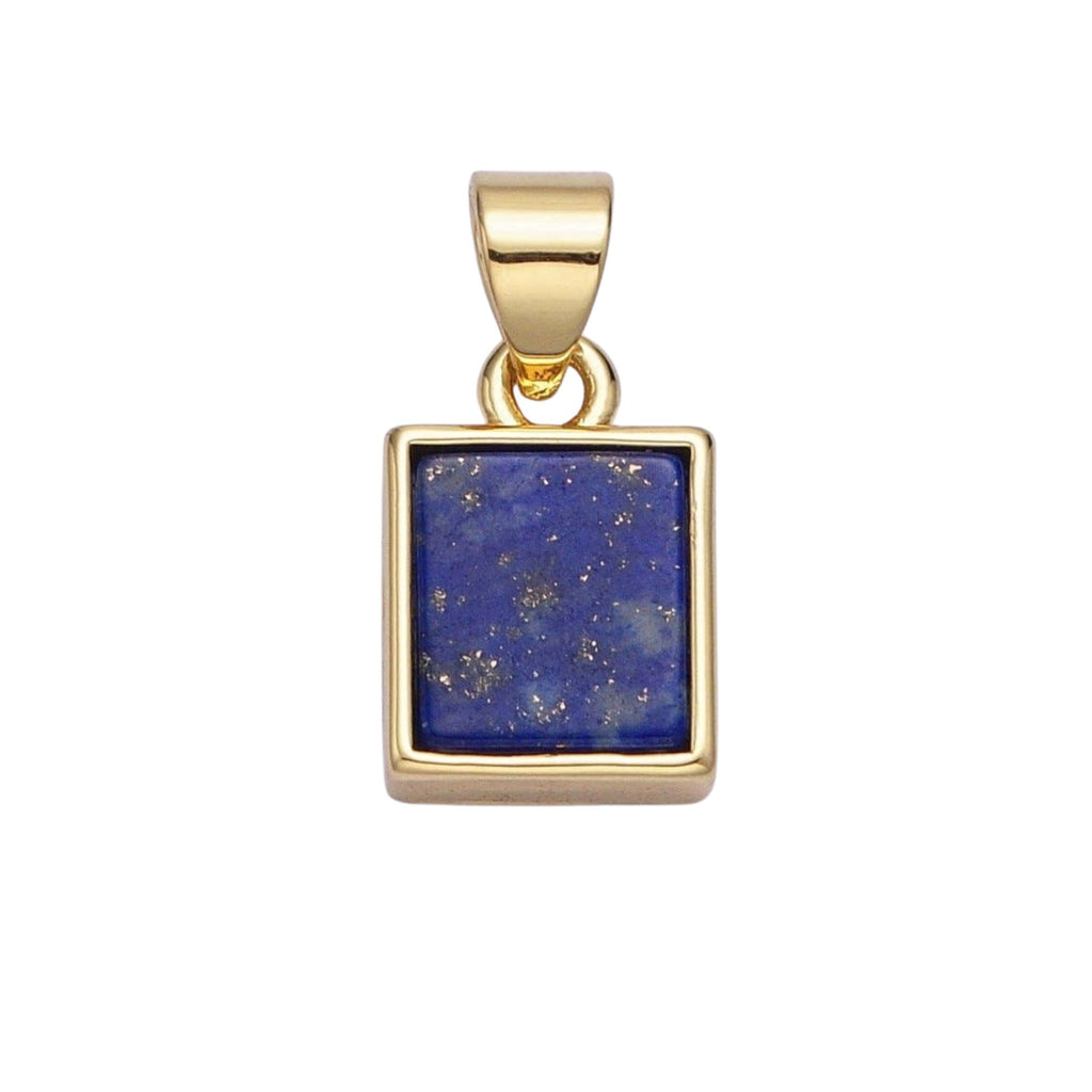 Lapis Lazuli Natural Rectangular Pendant 24kt Gold-filled