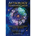 Astrology reading cards with zodiac symbols and star design on a blue background