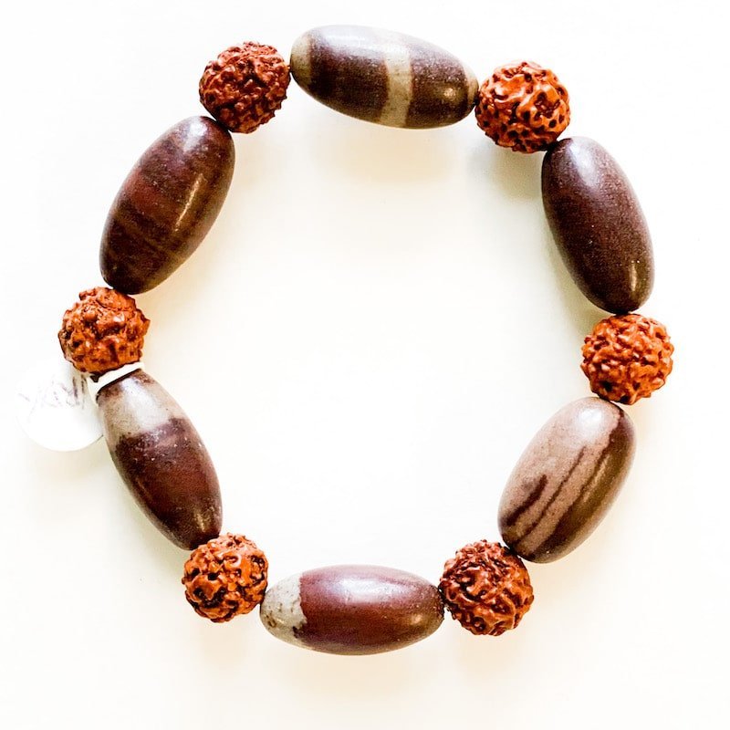 Shiva Lingham Stone & Rudraksha Seed Bracelet image 0