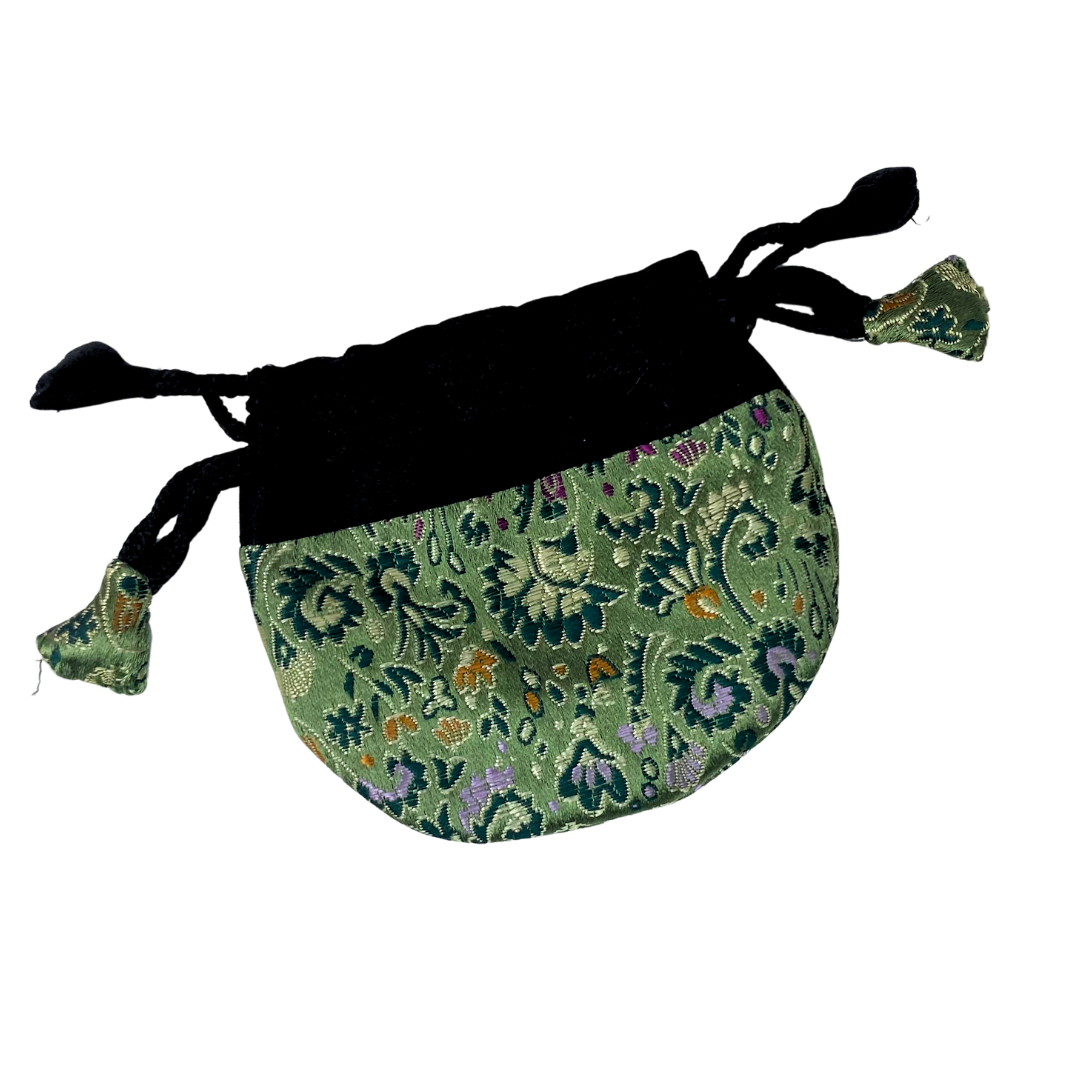 Green Brocade Drawstring Bag image 0