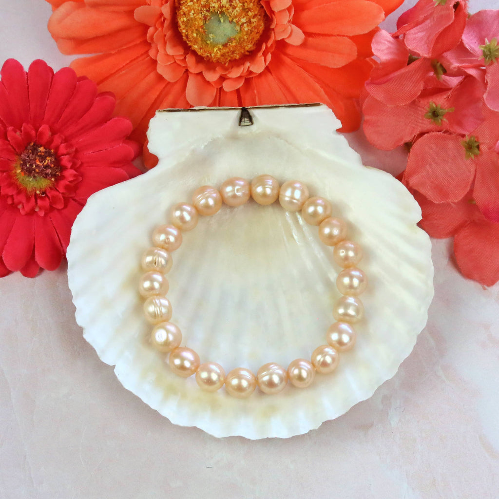 Pink Freshwater Pearl Bracelet 9 - 10 mm