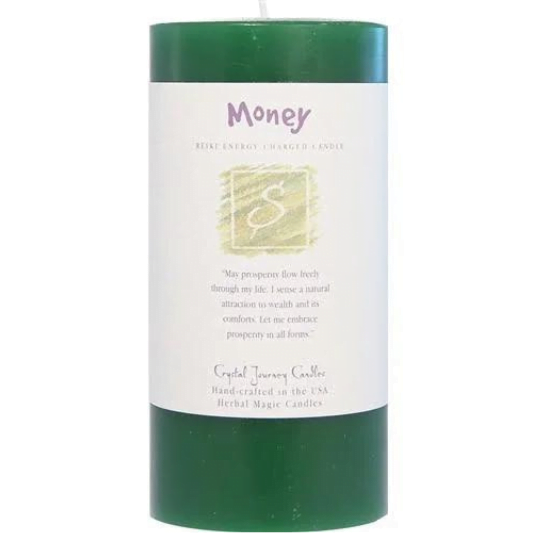 Money Big Pillar Candle Crystal Journey image 0