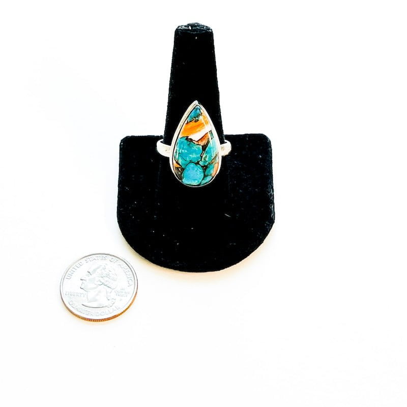 Turquoise & Spiny Oyster Ring - Size 12 image 1