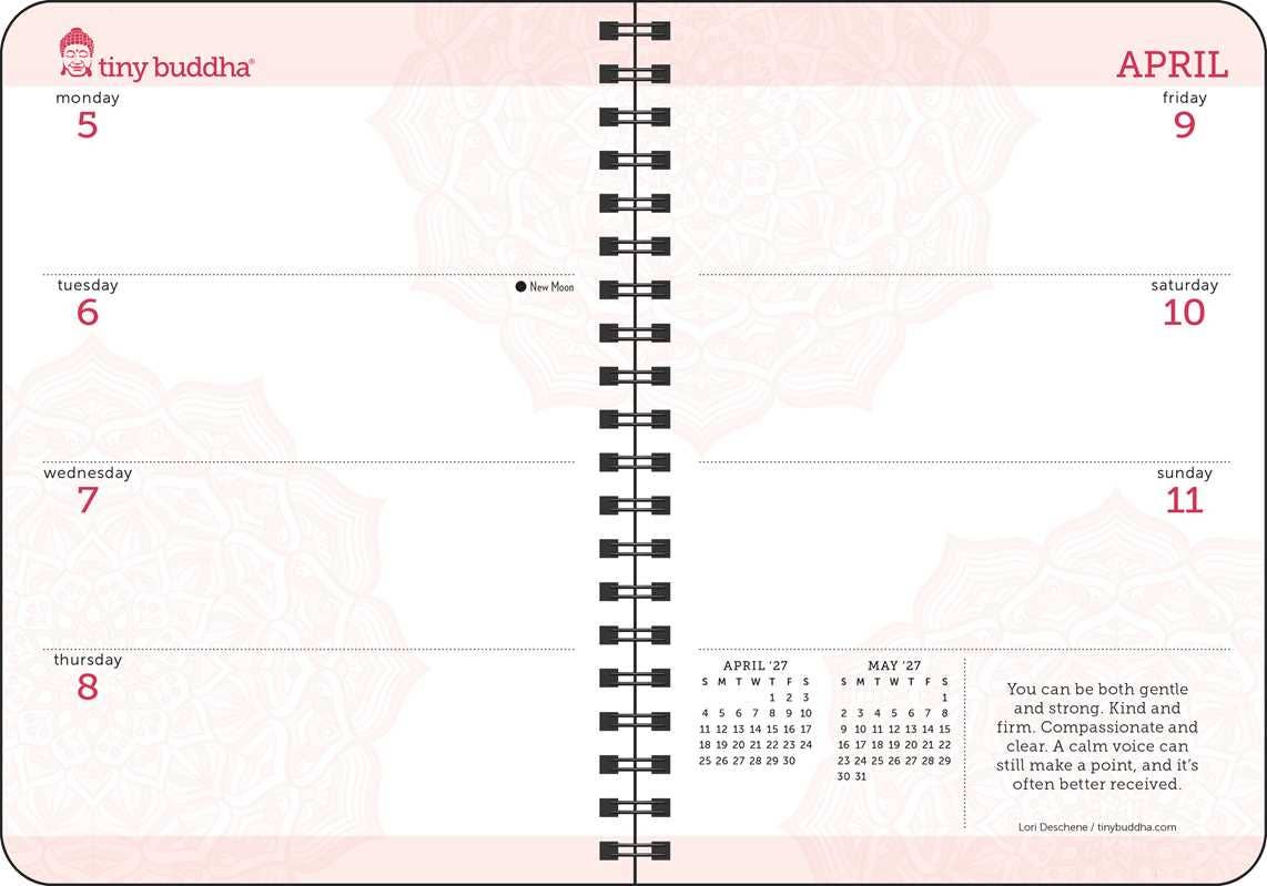 2027 Tiny Buddha Monthly-Weekly Planner Calendar