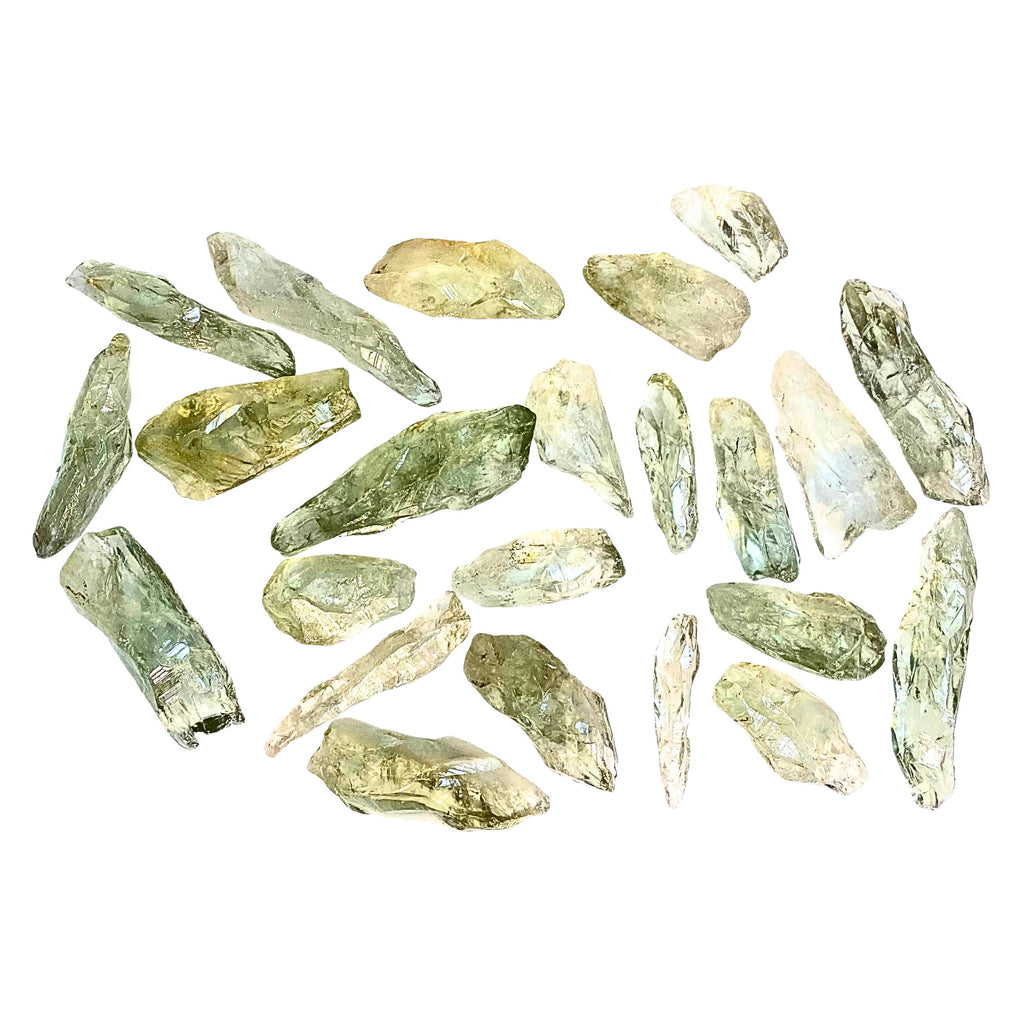 a sampling of Raw Prasiolite Green Amethyst Crystals