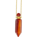 Carnelian Gemstone Point Pendant Perfume Bottle Necklace
