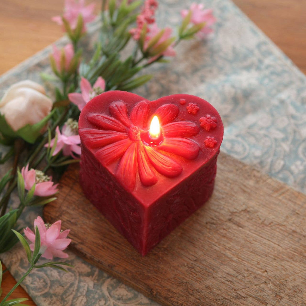 Heart Pillar Candle – 100% Pure Beeswax