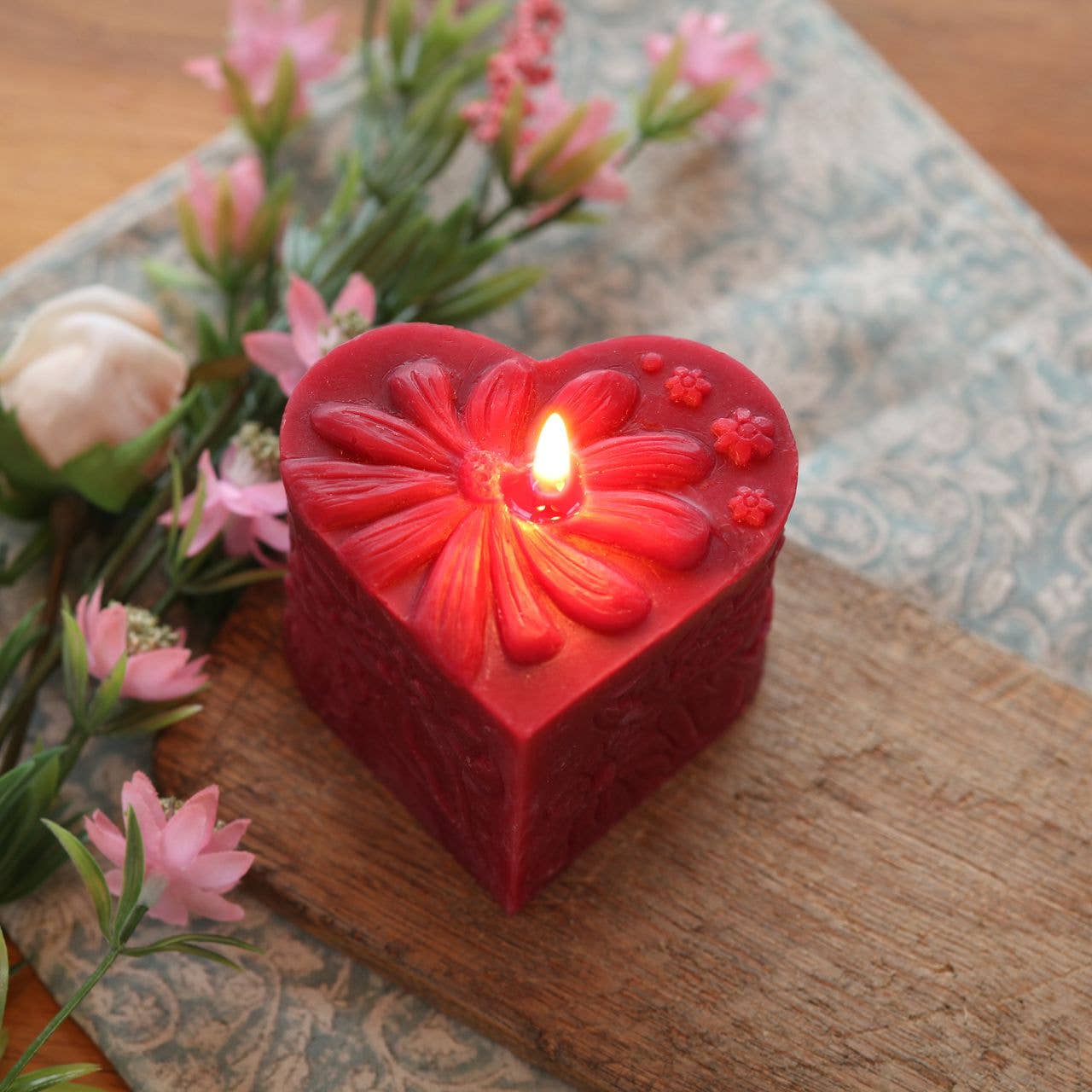Heart Pillar Candle – 100% Pure Beeswax
