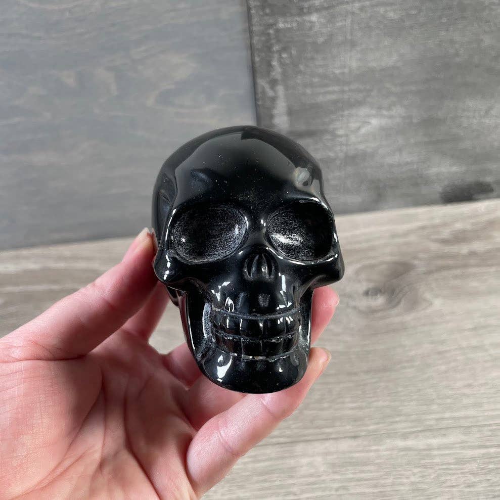 Large Black Obsidian Crystal Skull