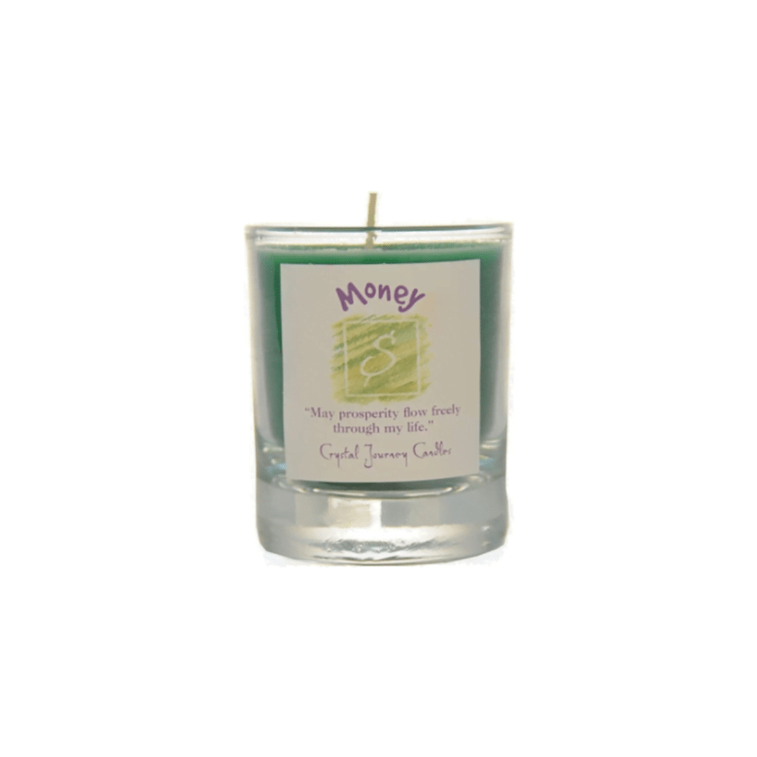 Money Crystal Journey Glass Filled Votive Soy Candle image 0