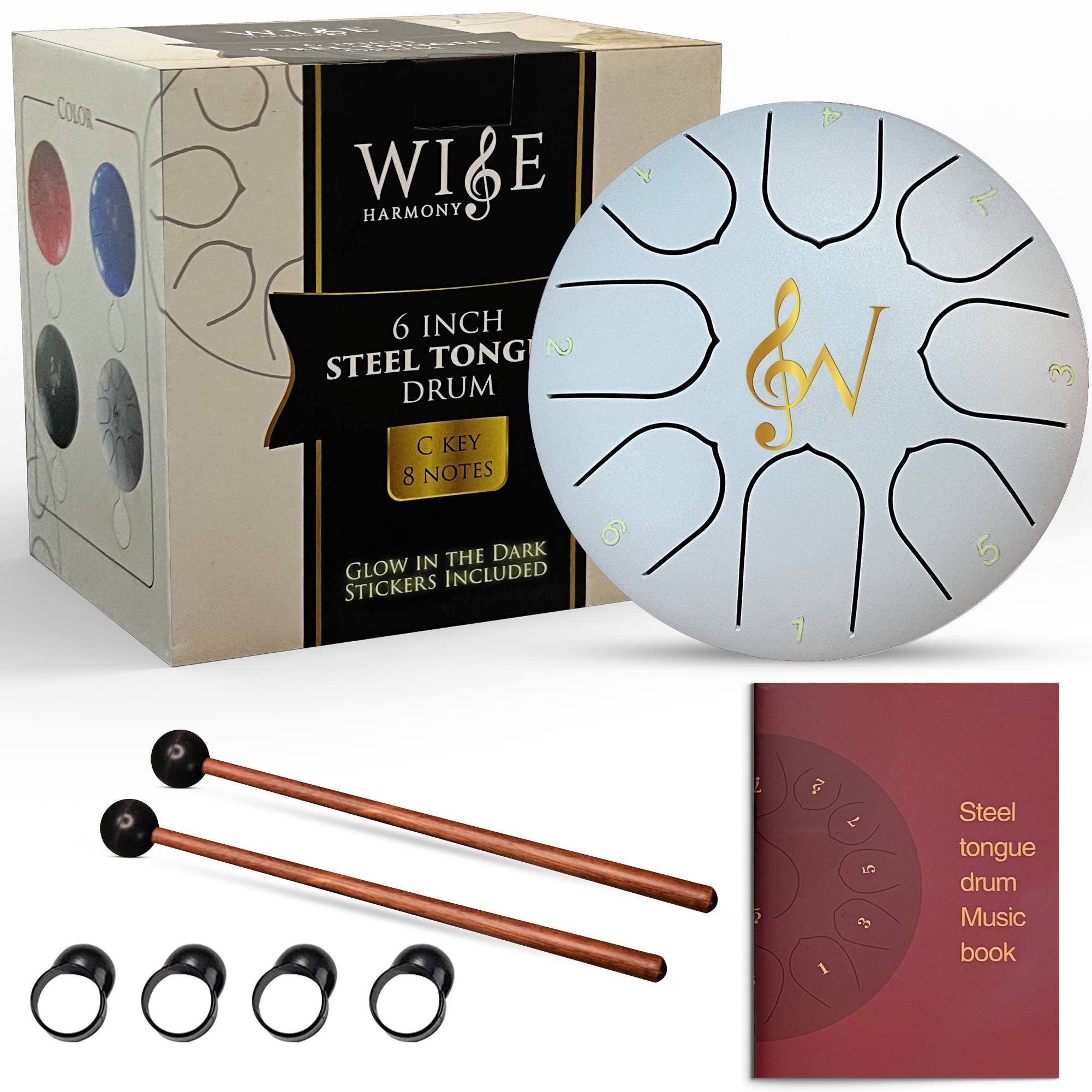 Steel Tongue Drum Meditation Rain Drum - White