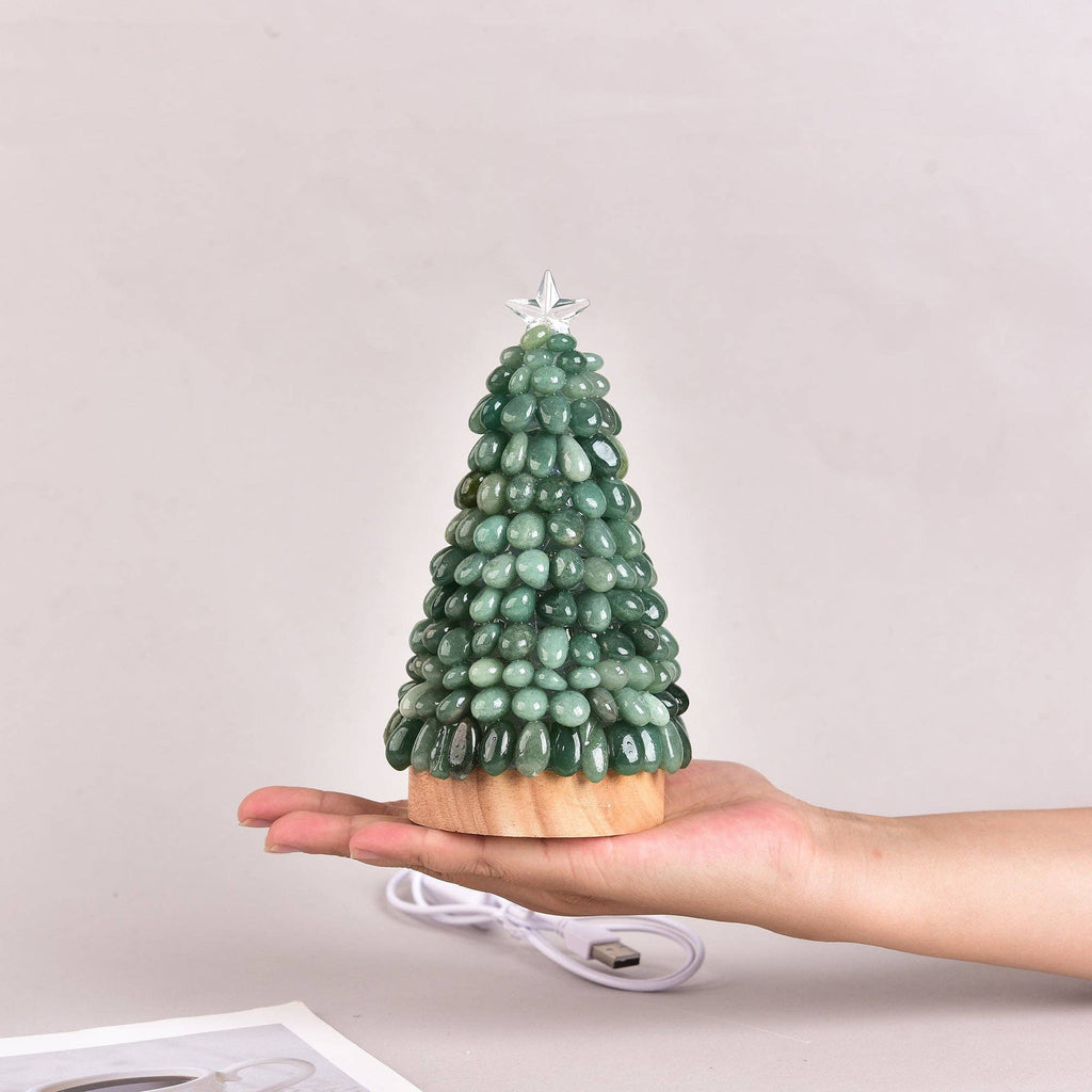 Green Aventurine Christmas Tree Lamp