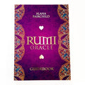 Cover of 'Rumi Oracle Guidebook' by Alana Fairchild with decorative elements on a purple background