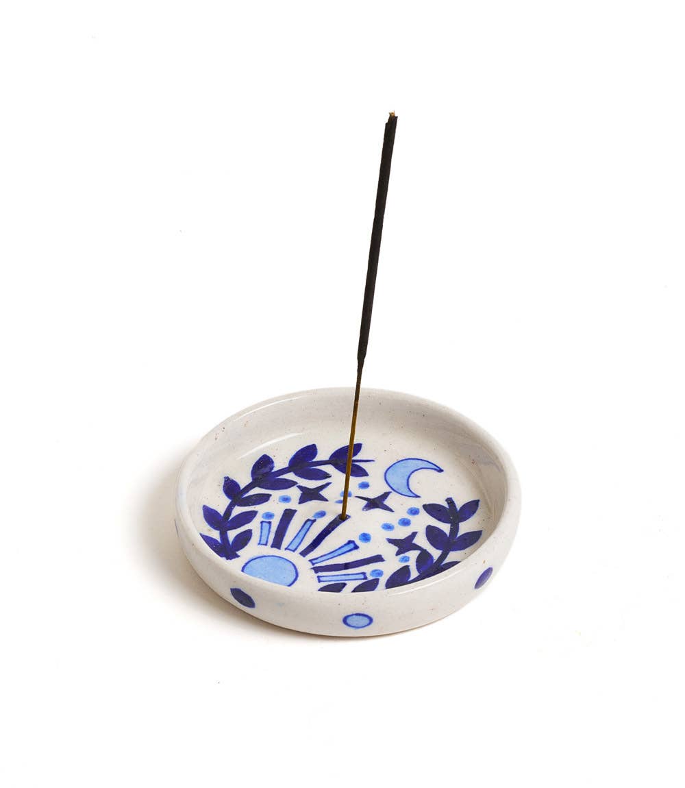Blue and White Lalita Round Incense Holder