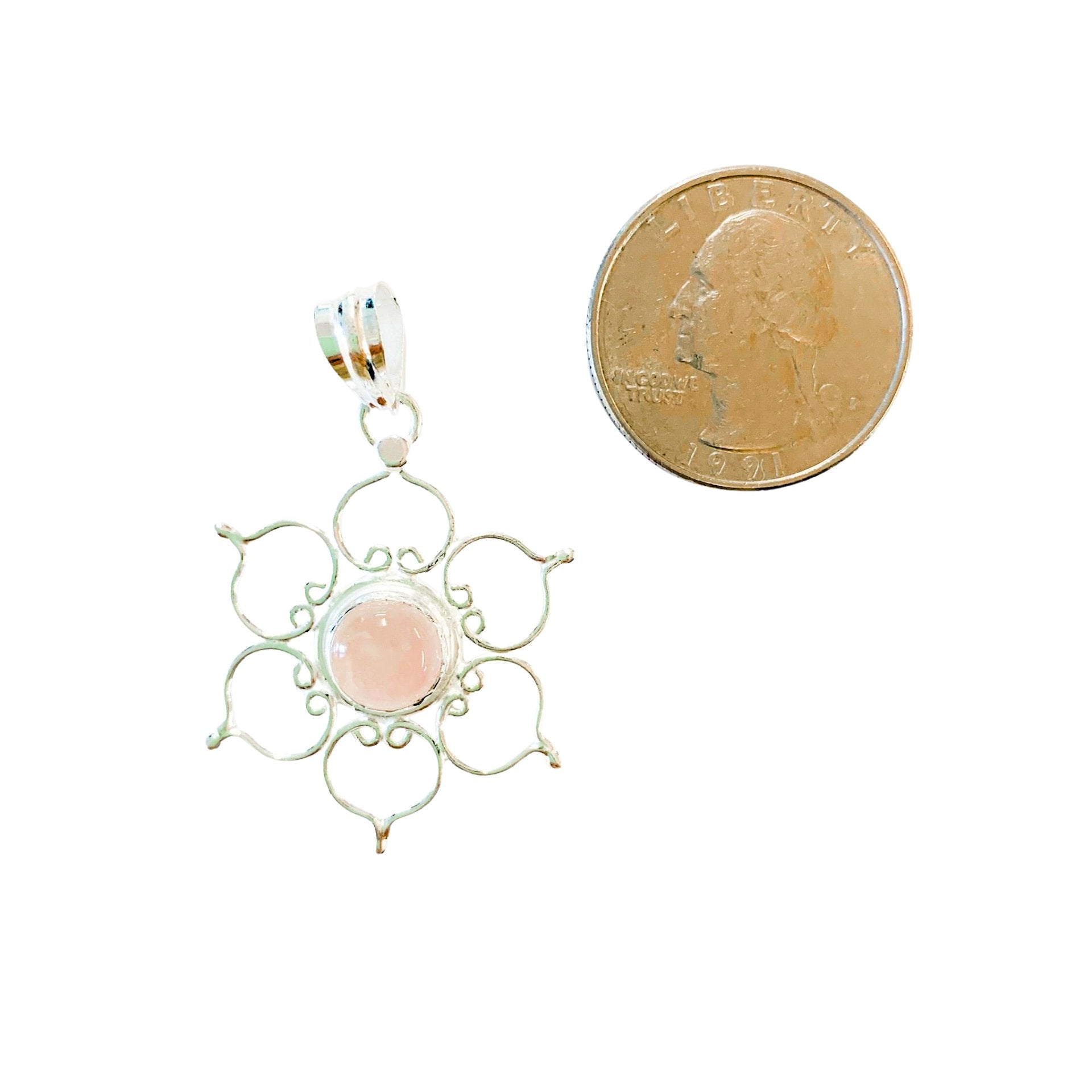 Rose Quartz Lotus Flower Pendant image 1
