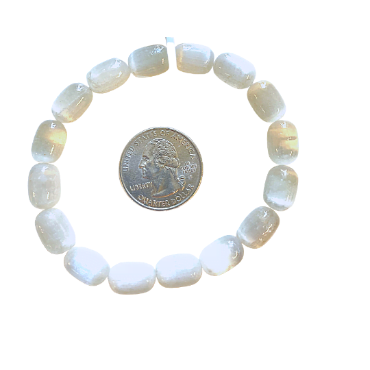 Selenite Bracelet Long Nugget Drum Beads image 1