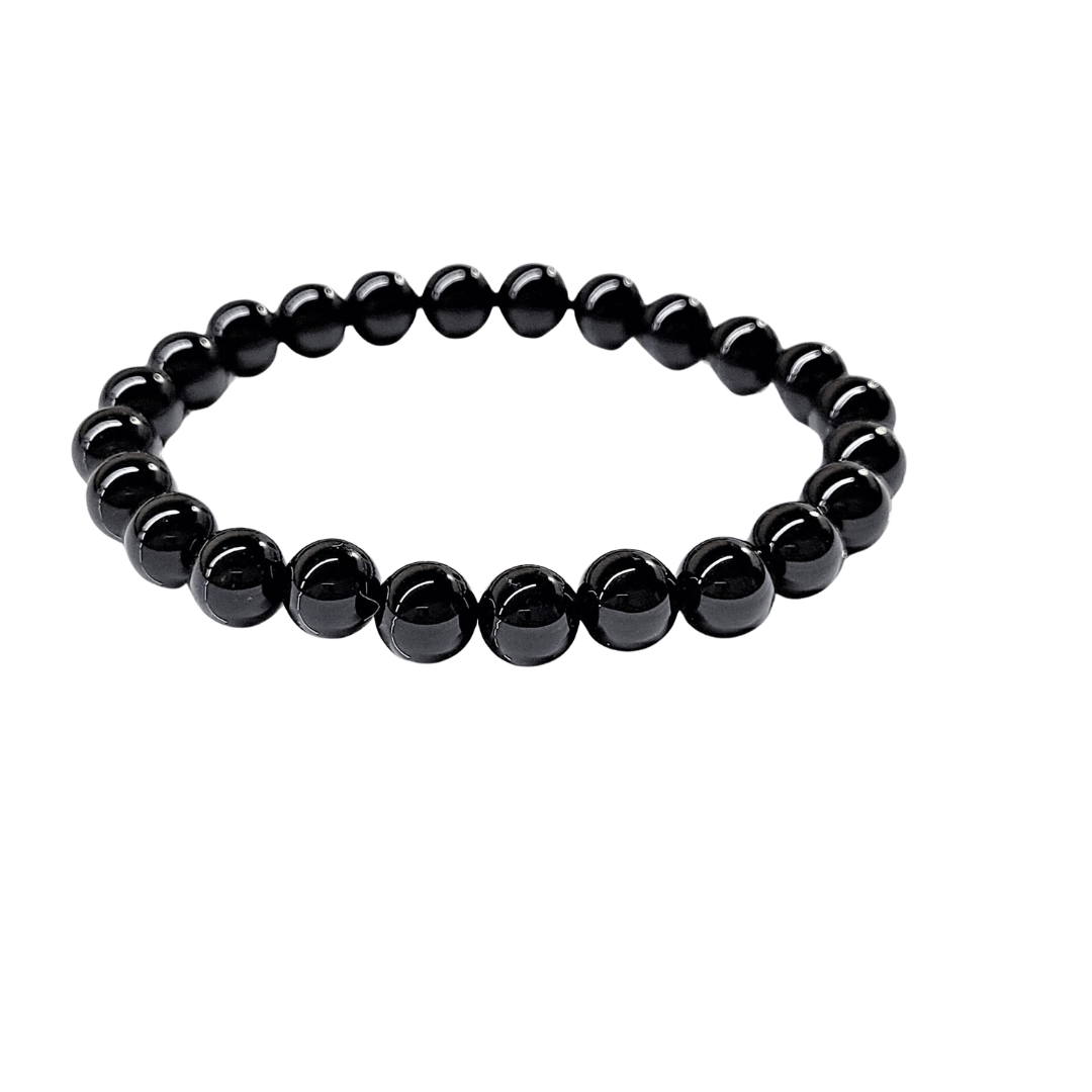 Black Obsidian Bracelet 8mm for a Larger Wrist image 0