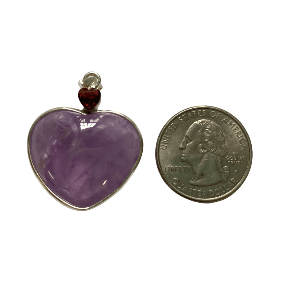 Amethyst Heart Pendant with Garnet image 1