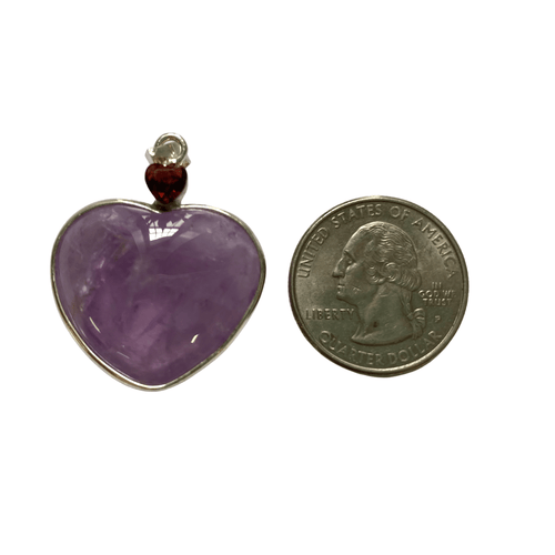 Amethyst Heart Pendant with Garnet image 1